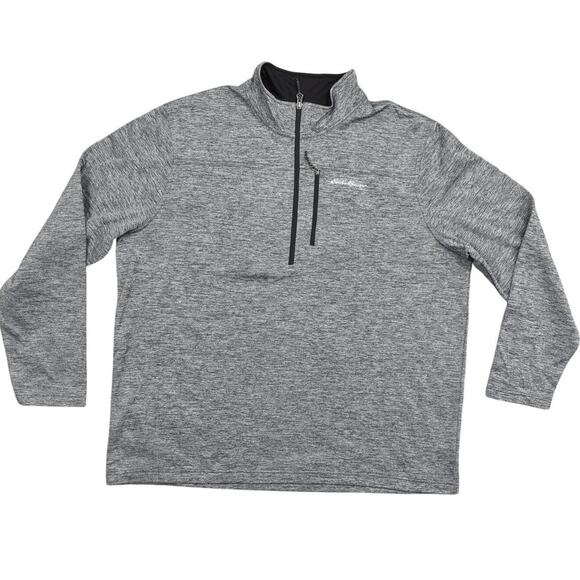 Eddie Bauer Gray Pullover Sweater 2XL Polyester quarter Zip Chest Pocket - Picture 1 of 8